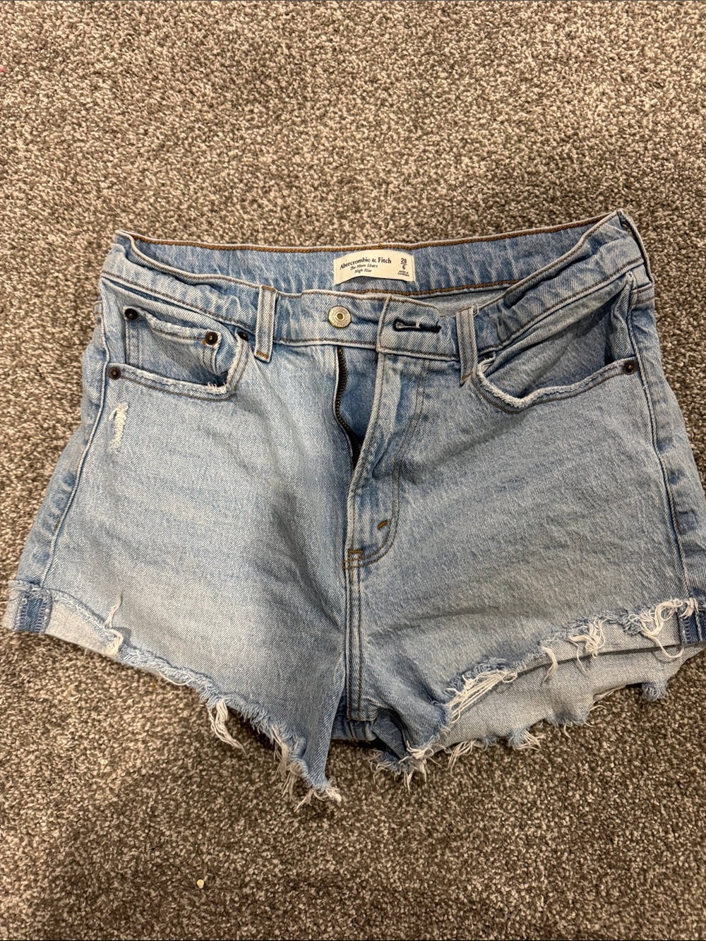 Abercrombie & Fitch Light Blue Distressed Denim Shorts